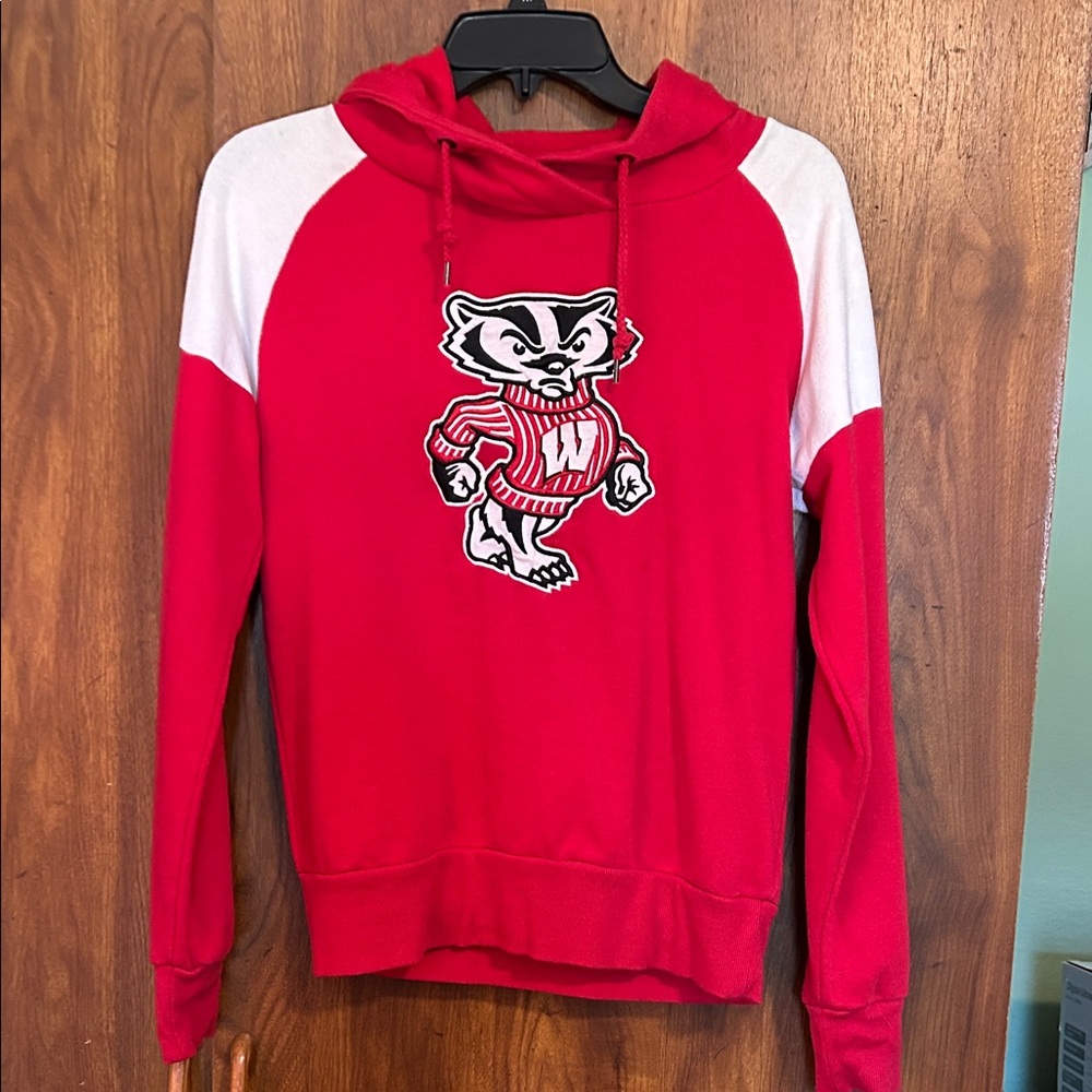 Colosseum Red Hoodie with appliqué Bucky badger Mascot Design - Picture 1 of 4